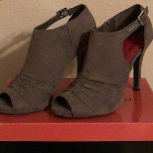 Suede Peep Toe Bootie